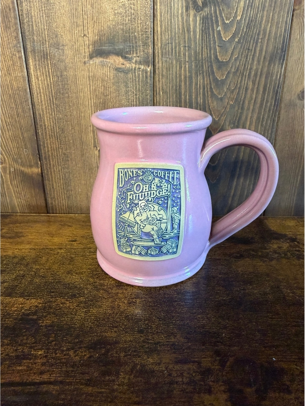 Dennen Pottery Bones Coffee Pig Stoneware Mug Pink